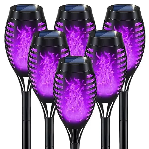IkeeRuic Halloween Purple Solar Torch (6-Pack)