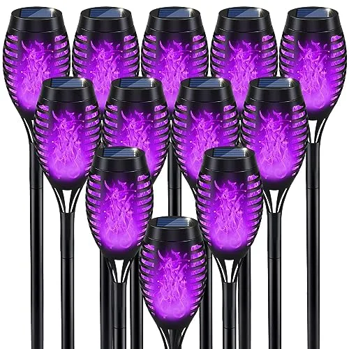 IkeeRuic Halloween Purple Solar Torch (12-Pack)