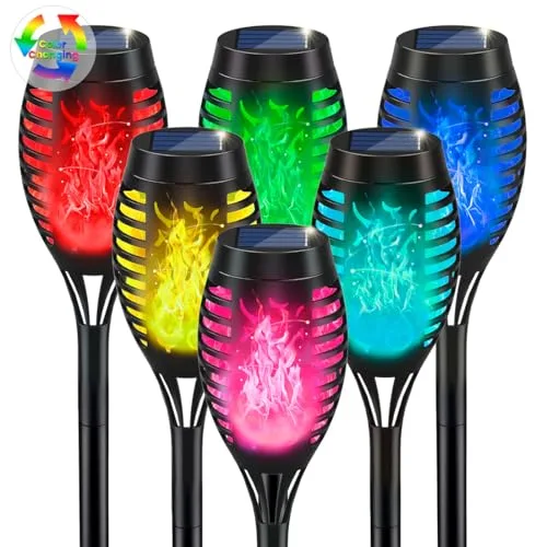 IkeeRuic Christmas Multicolor Solar Torch (6-Pack)