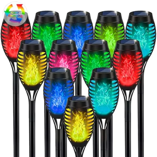 IkeeRuic Christmas Multicolor Solar Torch (12-Pack)